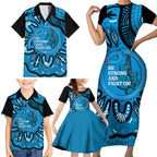 Australia Diabetes Awareness Month Family Matching Short Sleeve Bodycon Dress and Hawaiian Shirt Be Strong And Fight On Aboriginal Art