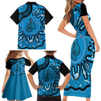 Australia Diabetes Awareness Month Family Matching Short Sleeve Bodycon Dress and Hawaiian Shirt Be Strong And Fight On Aboriginal Art