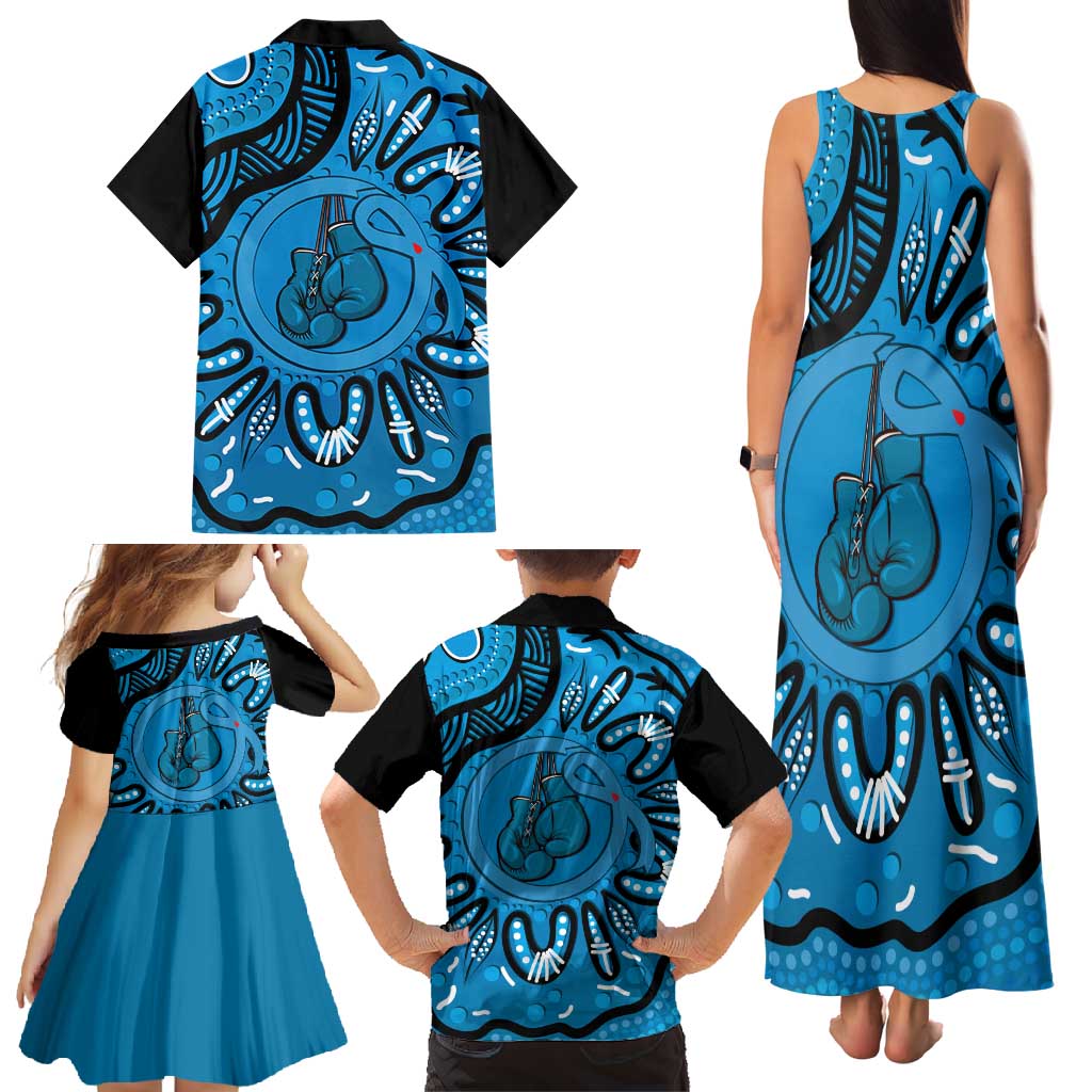Australia Diabetes Awareness Month Family Matching Tank Maxi Dress and Hawaiian Shirt Be Strong And Fight On Aboriginal Art