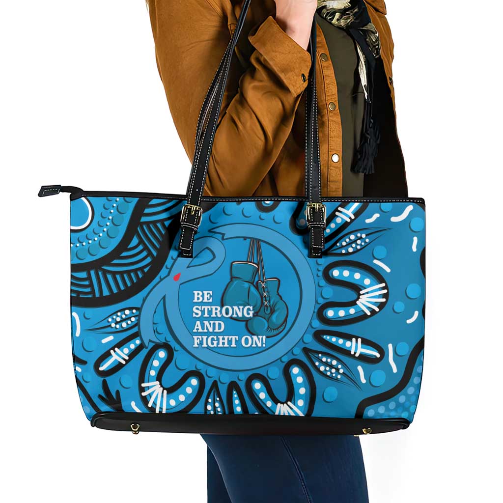 Australia Diabetes Awareness Month Leather Tote Bag Be Strong And Fight On Aboriginal Art