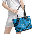 Australia Diabetes Awareness Month Leather Tote Bag Be Strong And Fight On Aboriginal Art