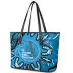 Australia Diabetes Awareness Month Leather Tote Bag Be Strong And Fight On Aboriginal Art