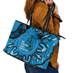 Australia Diabetes Awareness Month Leather Tote Bag Be Strong And Fight On Aboriginal Art