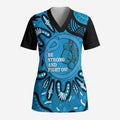 Australia Diabetes Awareness Month Scrub Top Be Strong And Fight On Aboriginal Art - Aussie Hoodie