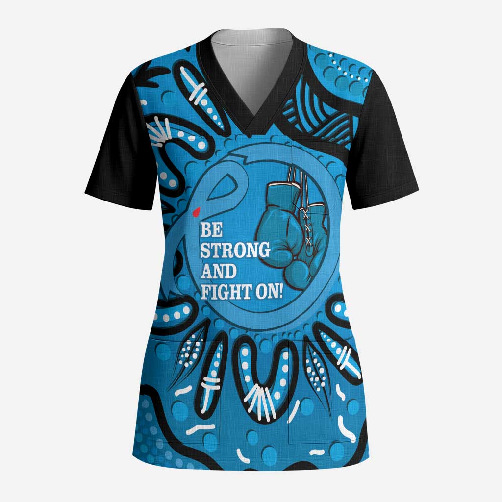Australia Diabetes Awareness Month Scrub Top Be Strong And Fight On Aboriginal Art - Aussie Hoodie