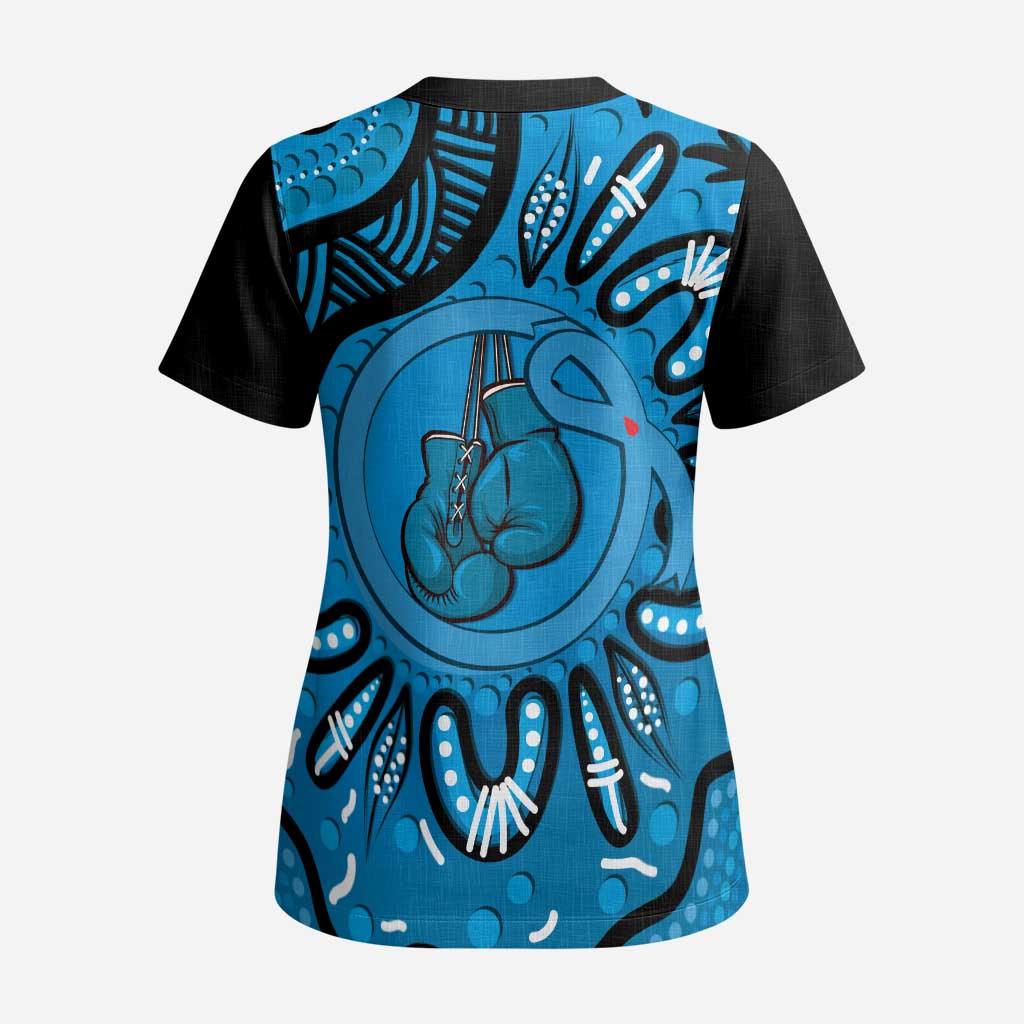 Australia Diabetes Awareness Month Scrub Top Be Strong And Fight On Aboriginal Art - Aussie Hoodie