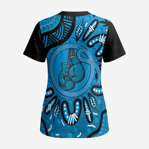 Australia Diabetes Awareness Month Scrub Top Be Strong And Fight On Aboriginal Art - Aussie Hoodie