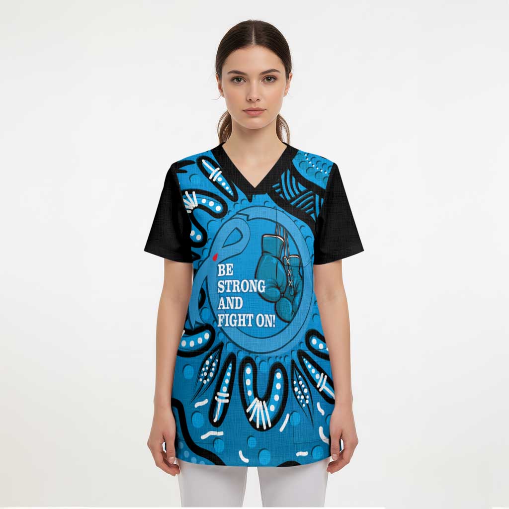 Australia Diabetes Awareness Month Scrub Top Be Strong And Fight On Aboriginal Art - Aussie Hoodie