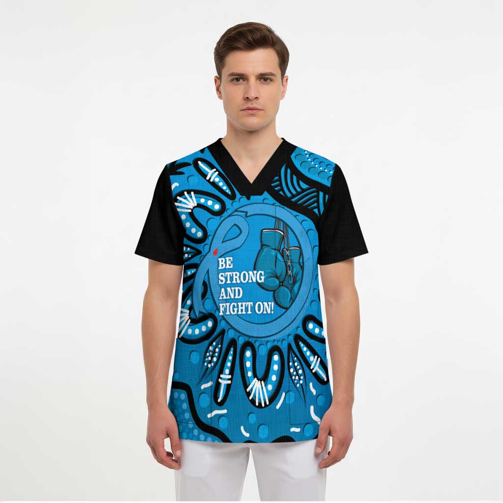 Australia Diabetes Awareness Month Scrub Top Be Strong And Fight On Aboriginal Art - Aussie Hoodie