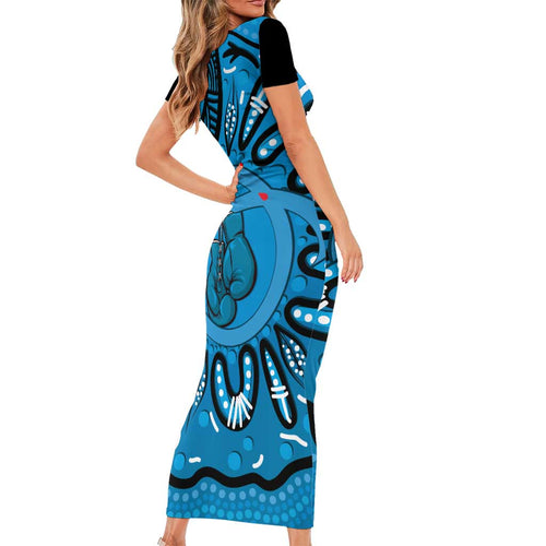 Australia Diabetes Awareness Month Short Sleeve Bodycon Dress Be Strong And Fight On Aboriginal Art