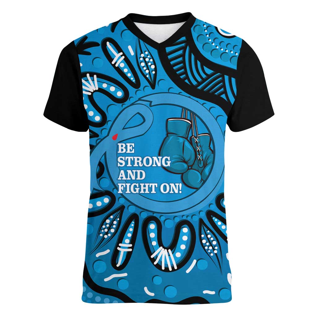 Australia Diabetes Awareness Month Women V-Neck T-Shirt Be Strong And Fight On Aboriginal Art