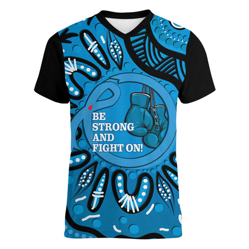 Australia Diabetes Awareness Month Women V-Neck T-Shirt Be Strong And Fight On Aboriginal Art
