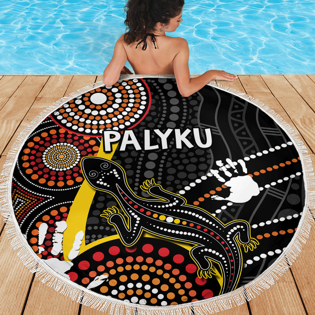 palyku-australia-lizard-aboriginal-art-beach-blanket