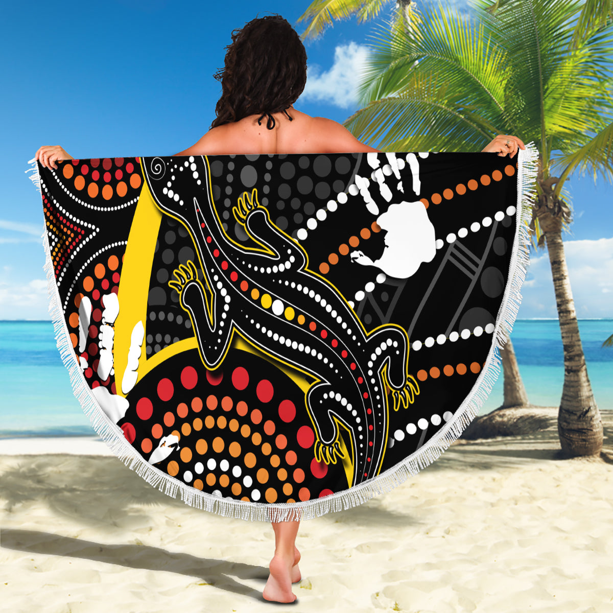 palyku-australia-lizard-aboriginal-art-beach-blanket