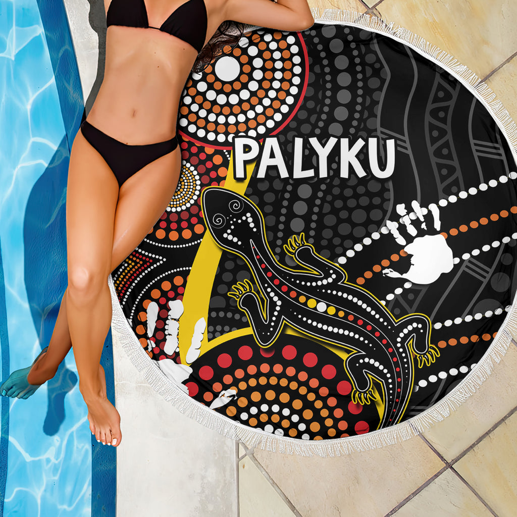 palyku-australia-lizard-aboriginal-art-beach-blanket