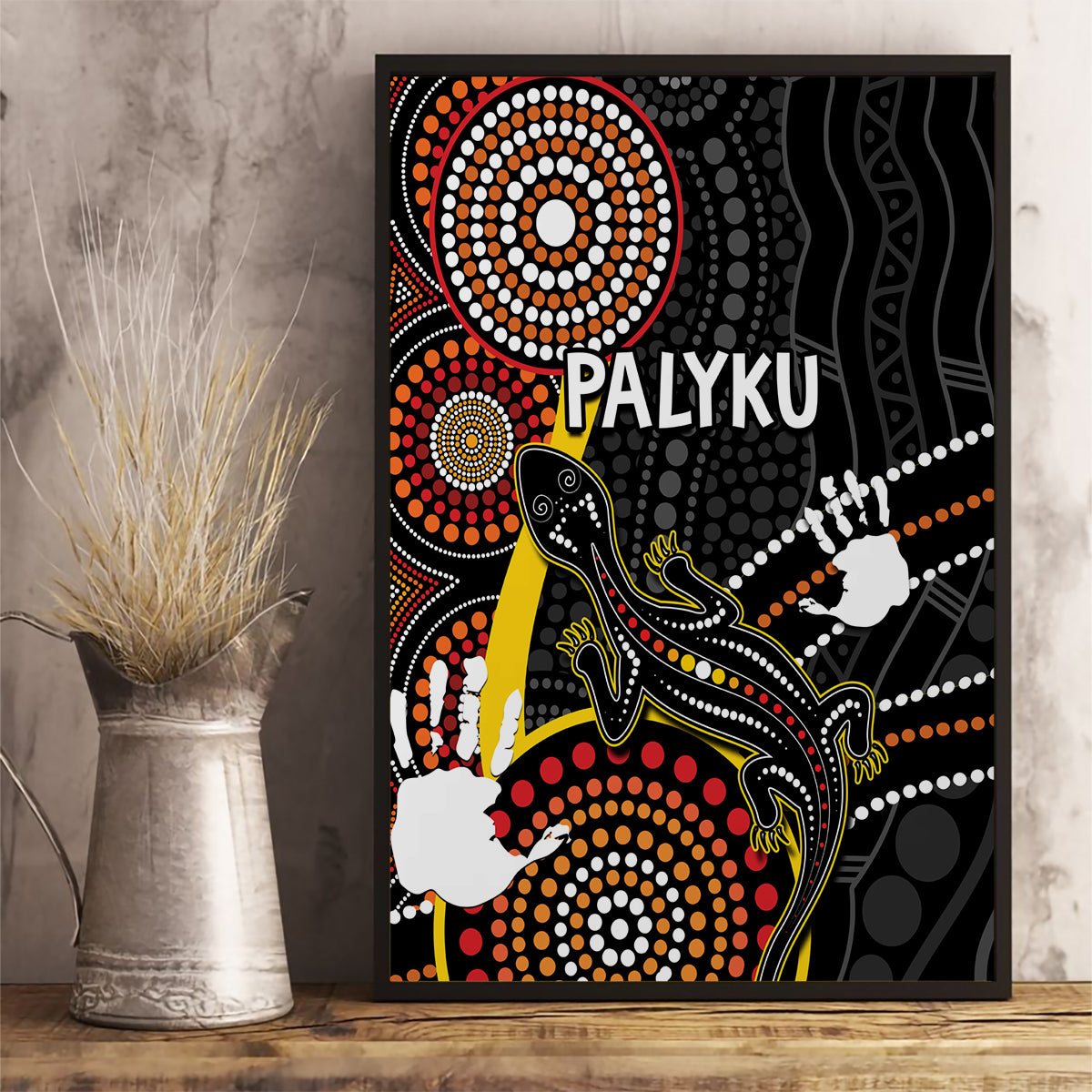 palyku-australia-lizard-aboriginal-art-canvas-wall-art
