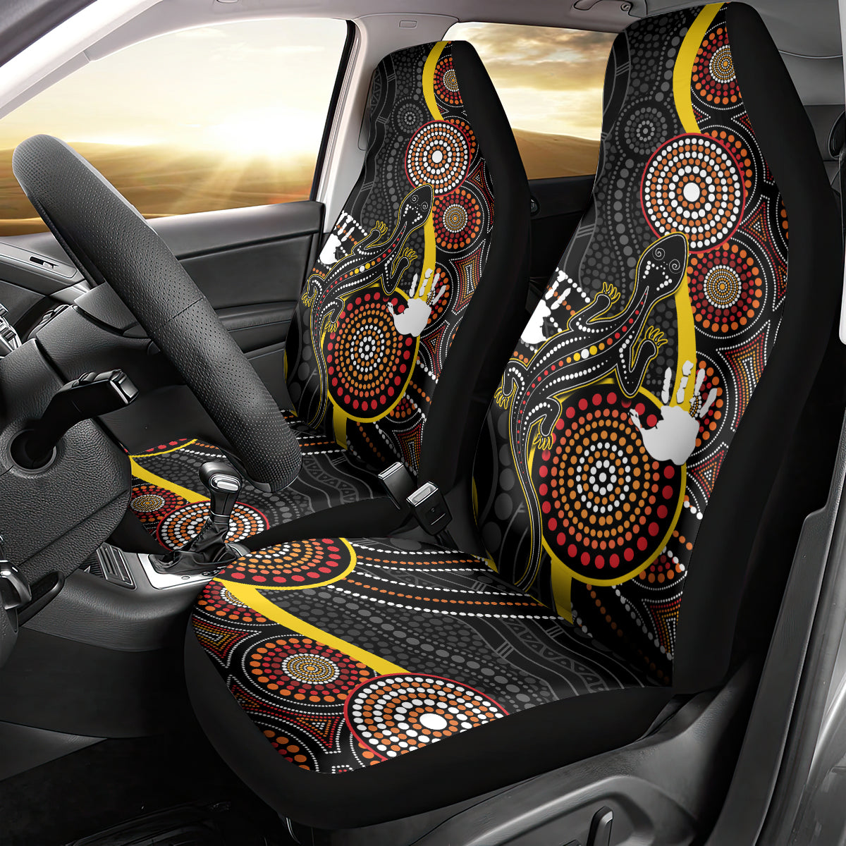 palyku-australia-lizard-aboriginal-art-car-seat-cover
