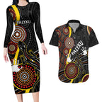 palyku-australia-lizard-aboriginal-art-couples-matching-long-sleeve-bodycon-dress-and-hawaiian-shirt