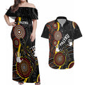 palyku-australia-lizard-aboriginal-art-couples-matching-off-shoulder-maxi-dress-and-hawaiian-shirt
