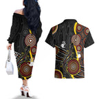 palyku-australia-lizard-aboriginal-art-couples-matching-off-the-shoulder-long-sleeve-dress-and-hawaiian-shirt