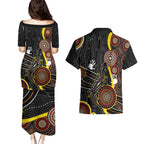palyku-australia-lizard-aboriginal-art-couples-matching-puletasi-dress-and-hawaiian-shirt