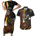 palyku-australia-lizard-aboriginal-art-couples-matching-short-sleeve-bodycon-dress-and-hawaiian-shirt