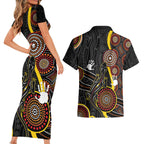 palyku-australia-lizard-aboriginal-art-couples-matching-short-sleeve-bodycon-dress-and-hawaiian-shirt