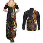 palyku-australia-lizard-aboriginal-art-couples-matching-summer-maxi-dress-and-long-sleeve-button-shirt