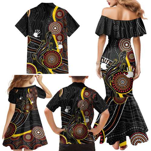 palyku-australia-lizard-aboriginal-art-family-matching-mermaid-dress-and-hawaiian-shirt