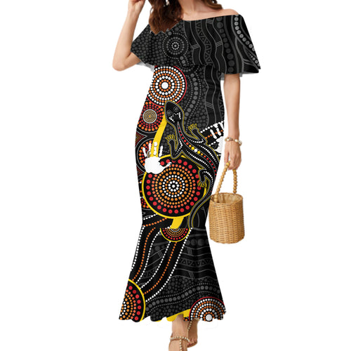 palyku-australia-lizard-aboriginal-art-family-matching-mermaid-dress-and-hawaiian-shirt