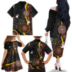 palyku-australia-lizard-aboriginal-art-family-matching-off-shoulder-long-sleeve-dress-and-hawaiian-shirt
