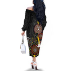 palyku-australia-lizard-aboriginal-art-family-matching-off-shoulder-long-sleeve-dress-and-hawaiian-shirt