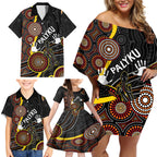 palyku-australia-lizard-aboriginal-art-family-matching-off-shoulder-short-dress-and-hawaiian-shirt