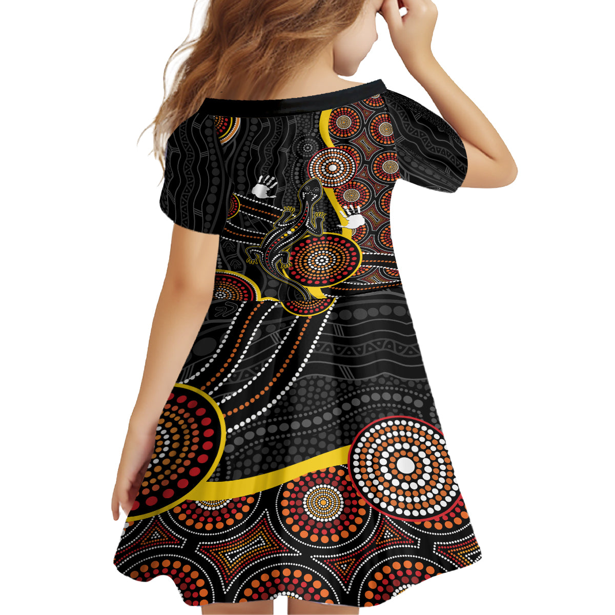 palyku-australia-lizard-aboriginal-art-family-matching-off-shoulder-short-dress-and-hawaiian-shirt
