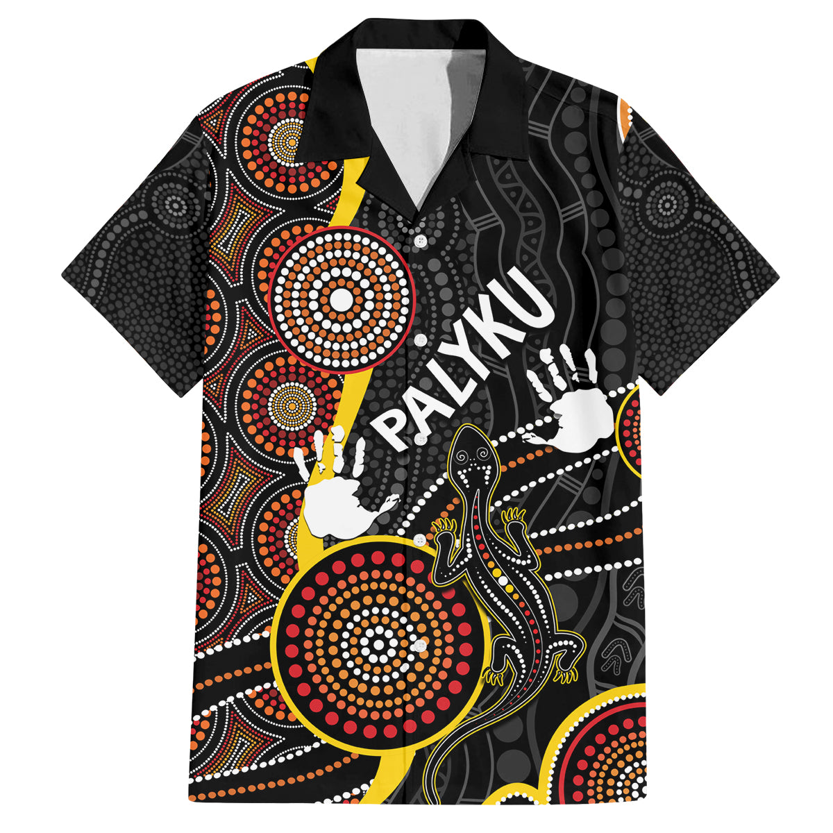 palyku-australia-lizard-aboriginal-art-family-matching-off-shoulder-short-dress-and-hawaiian-shirt