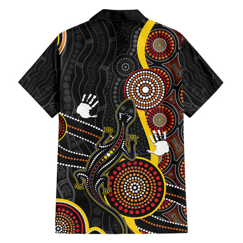 palyku-australia-lizard-aboriginal-art-family-matching-off-shoulder-short-dress-and-hawaiian-shirt