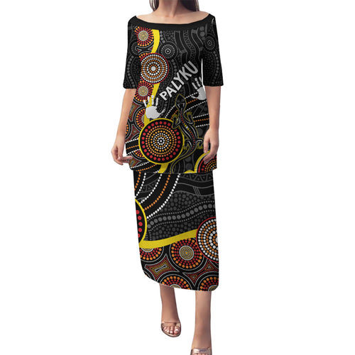 palyku-australia-lizard-aboriginal-art-family-matching-puletasi-dress-and-hawaiian-shirt