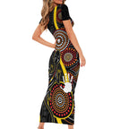 palyku-australia-lizard-aboriginal-art-family-matching-short-sleeve-bodycon-dress-and-hawaiian-shirt