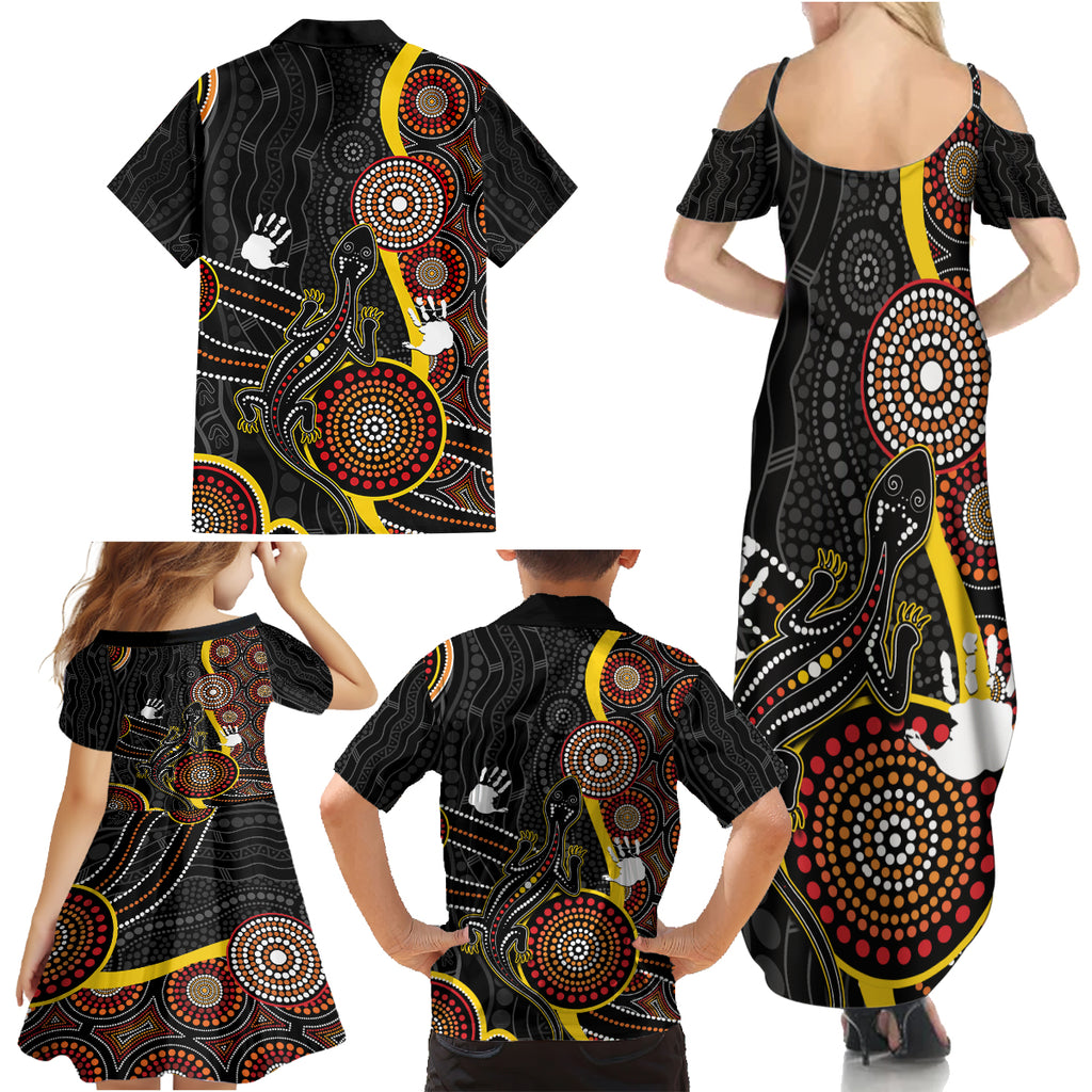 palyku-australia-lizard-aboriginal-art-family-matching-summer-maxi-dress-and-hawaiian-shirt