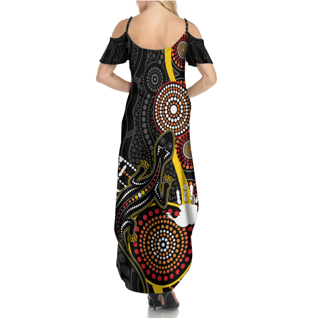 palyku-australia-lizard-aboriginal-art-family-matching-summer-maxi-dress-and-hawaiian-shirt