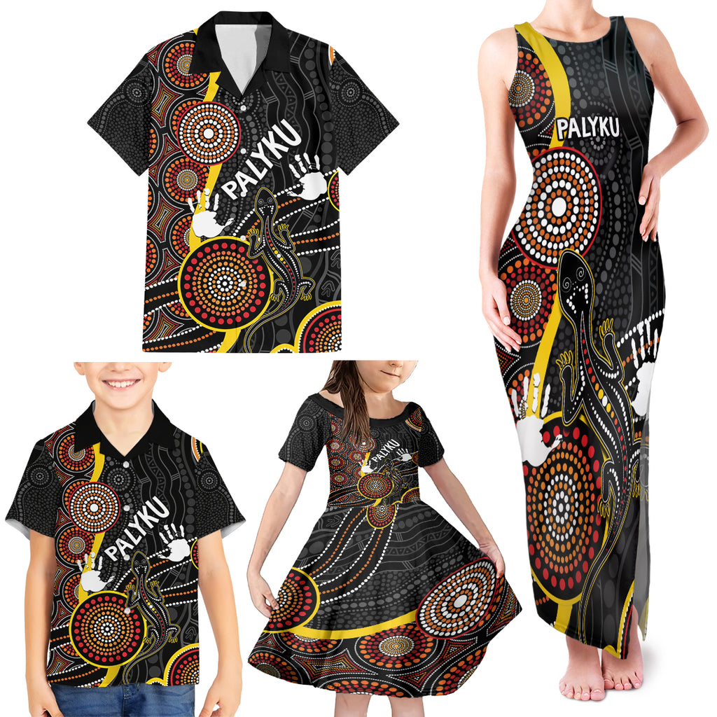 palyku-australia-lizard-aboriginal-art-family-matching-tank-maxi-dress-and-hawaiian-shirt