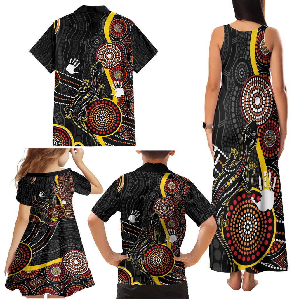 palyku-australia-lizard-aboriginal-art-family-matching-tank-maxi-dress-and-hawaiian-shirt