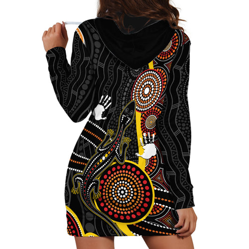 palyku-australia-lizard-aboriginal-art-hoodie-dress