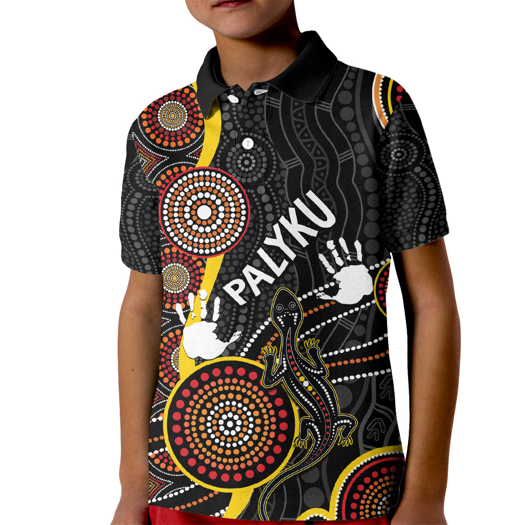 palyku-australia-lizard-aboriginal-art-kid-polo-shirt