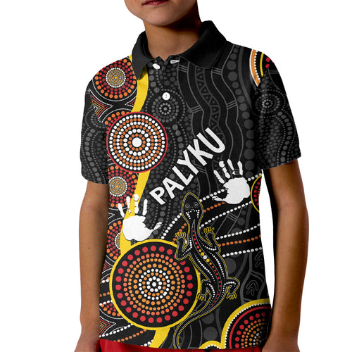 palyku-australia-lizard-aboriginal-art-kid-polo-shirt