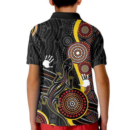 palyku-australia-lizard-aboriginal-art-kid-polo-shirt