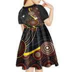 palyku-australia-lizard-aboriginal-art-kid-short-sleeve-dress