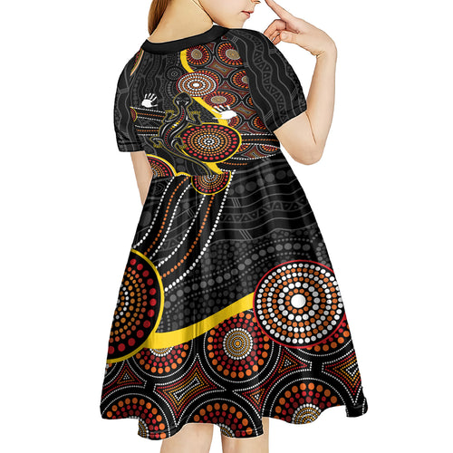 palyku-australia-lizard-aboriginal-art-kid-short-sleeve-dress