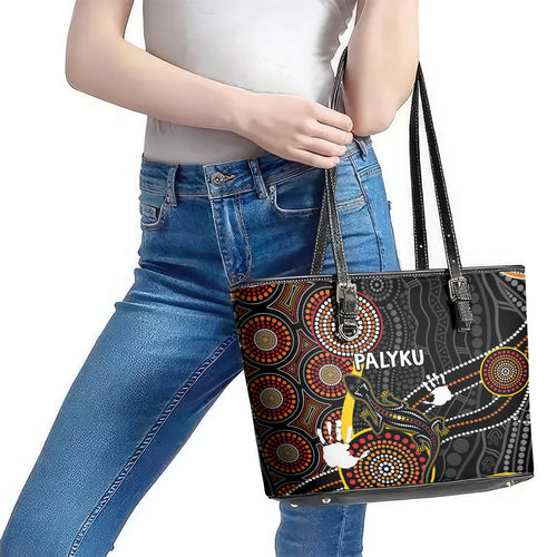 palyku-australia-lizard-aboriginal-art-leather-tote-bag