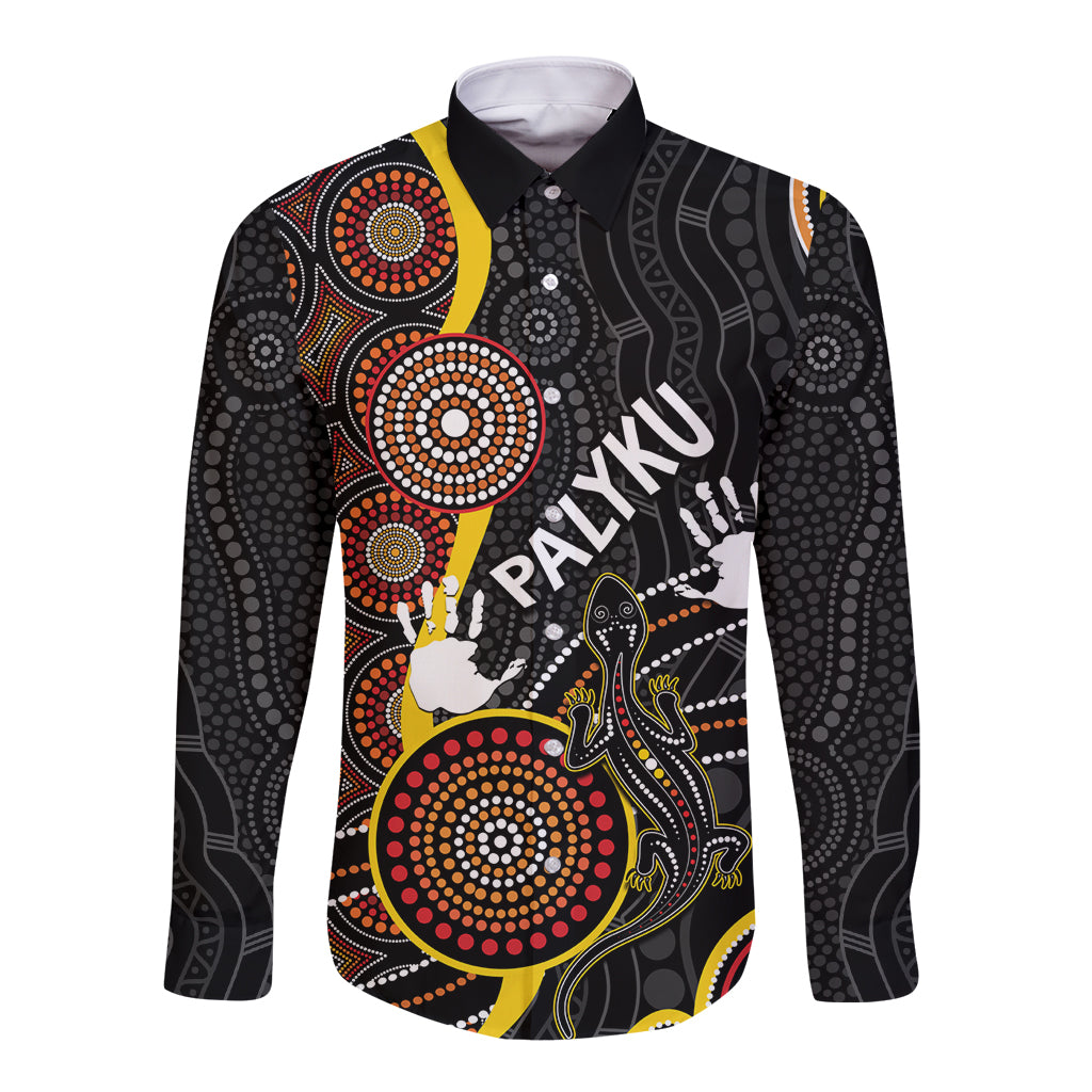 palyku-australia-lizard-aboriginal-art-long-sleeve-button-shirt